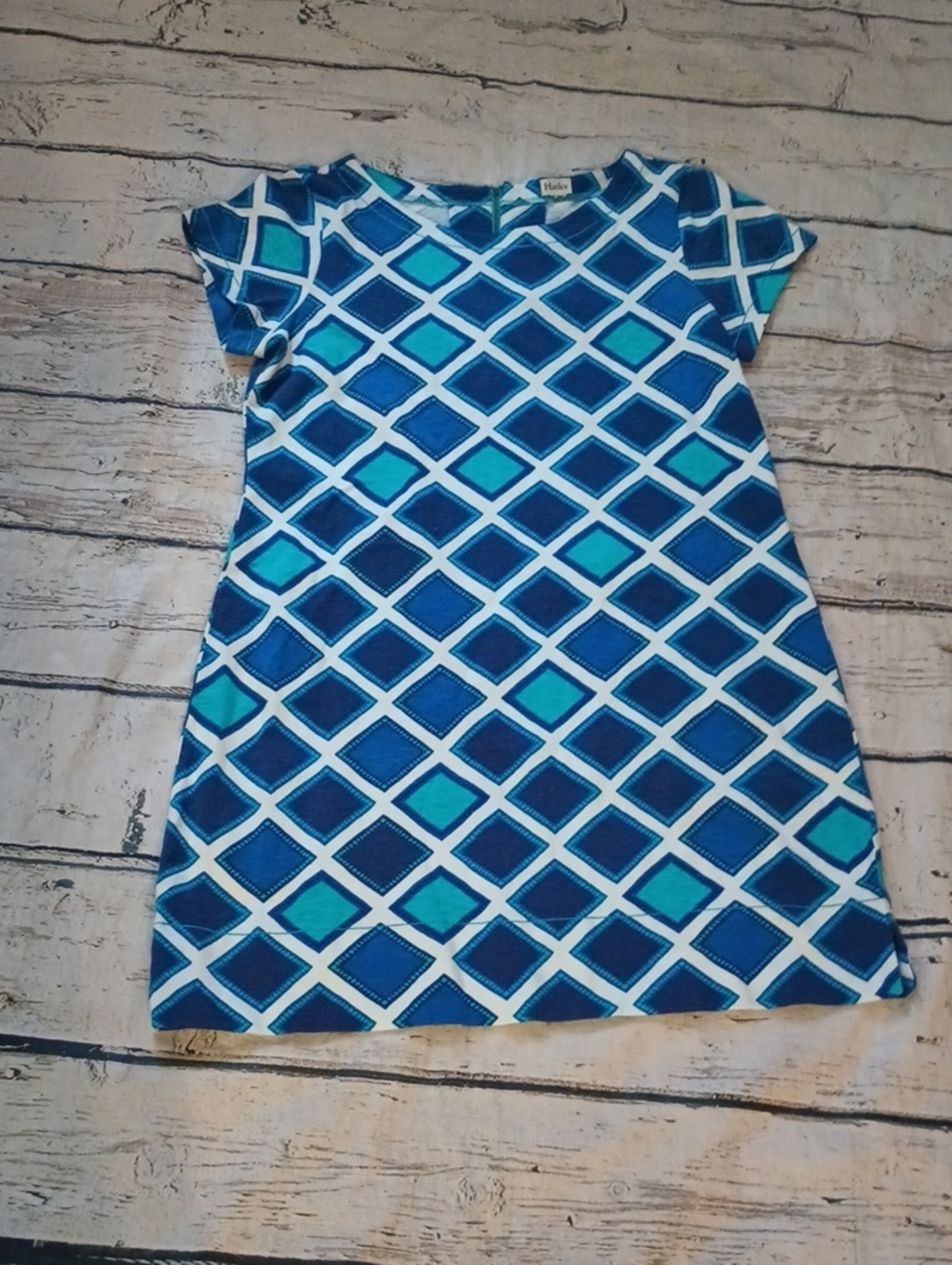 Hatley Turquoise Tee Dress Large Aztec Geometric Print L